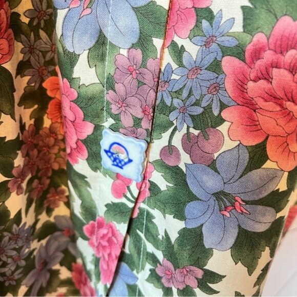 Vintage CarolArt Designs 100% Cotton Floral Garden Midi Dress - Picture 8 of 10